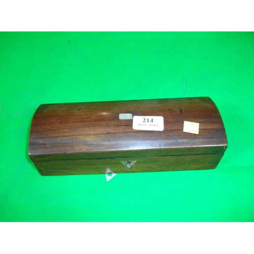 214 - SMALL ROSEWOOD PENCIL BOX