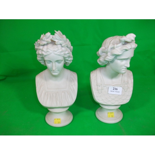 216 - TWO SMALL LADIES BUST BOTH 16CM HIGH