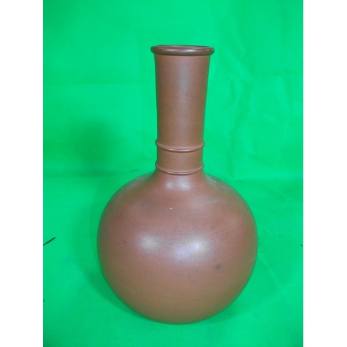 222 - PAIR OF BOTTLE VASES ONE  23 CM HIGH & ONE BOTTLE VASE 26 CM HIGH