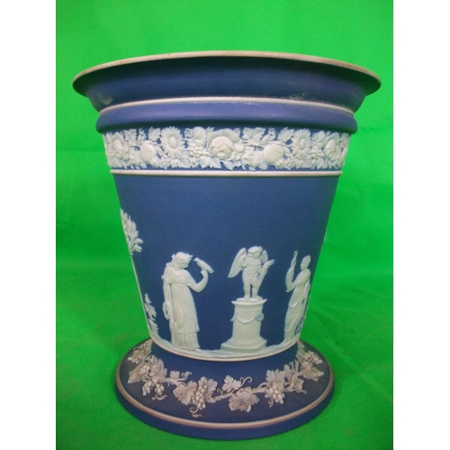 229 - WEDGEWOOD JASPERWARE VASE 18.5CM DIAMETER BY 19CM HIGH