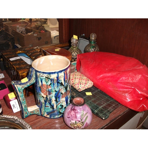 287 - LARGE QTY COLLECTABLES,COLOGNE, FRAMES, JUG ETC.