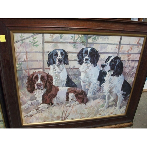 159 - TWO FRAMED PICTURES OF SPANIELS SIGNED B ANDREWS