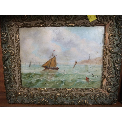 167 - 2 X FRAMED OIL ON PORCELAIN SIGNED W. WHITE 10.5'' X 8.5''