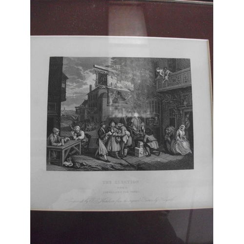 177 - 11 VARIOUS DIFFERENT ENGRAVINGS INCLUDING BEER STREET AND GIN LANE, INDUSTRY AND ILLNESS, THE ELECTI... 