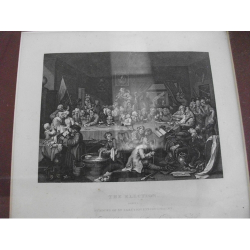 177 - 11 VARIOUS DIFFERENT ENGRAVINGS INCLUDING BEER STREET AND GIN LANE, INDUSTRY AND ILLNESS, THE ELECTI... 