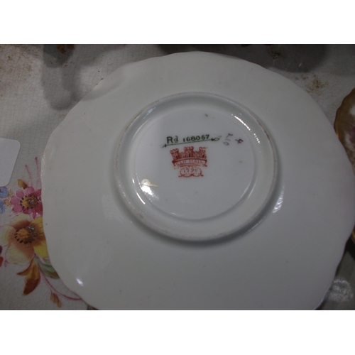 370 - OLD HALL CHINA TEA SERVICE AND TRAY INC 4 CUPS (1 AF)  4 SOURCES, MILK, SUGAR, TEAPOT & TRAY