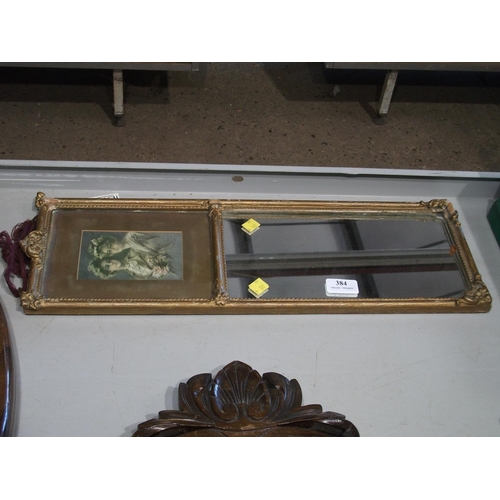 384 - GILT FRAMED MIRROR AF 7'' X 22''