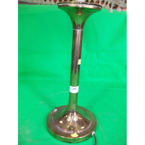 205 - BRASS TABLE LAMP WITH CREAM SHADE - WARRANTED UNTIL 12 NOON TUES FOLLOWING THE ABOVE SALE