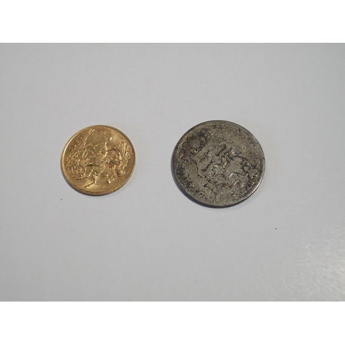 416 - 1910 HALF SOVEREIGN & 1826 SHILLING