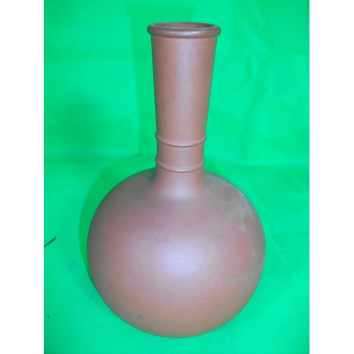 222 - PAIR OF BOTTLE VASES ONE  23 CM HIGH & ONE BOTTLE VASE 26 CM HIGH