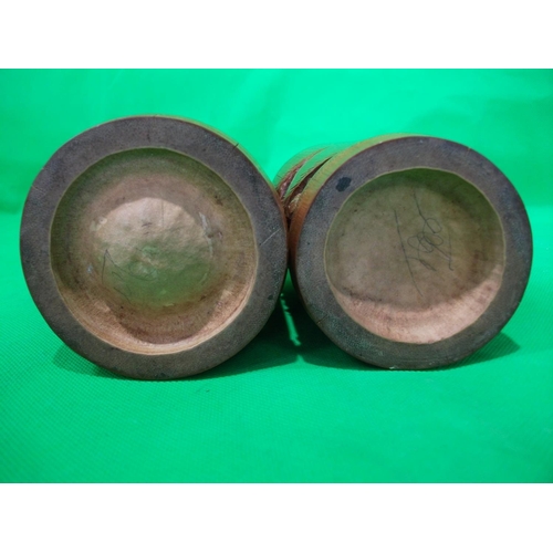 260 - PAIR OF BAMBOO CARVED POTS OF 13.5CM HIGH