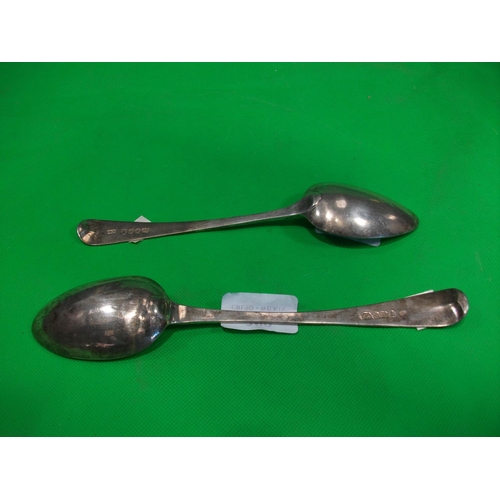 289 - 2 X LONDON GEORGIAN DESERT SPOONS 1787 & 1790