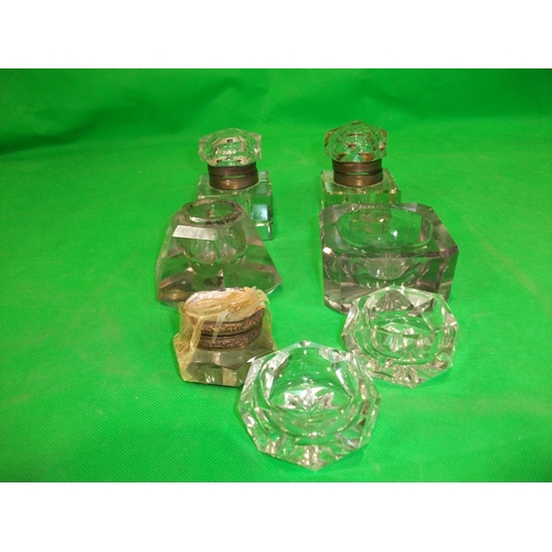 313 - QTY GLASS INKWELLS (A/F)