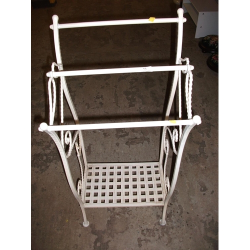 73 - CREAM PAINTED TOWEL RAIL, 35.5''H X 16''L X 12''D