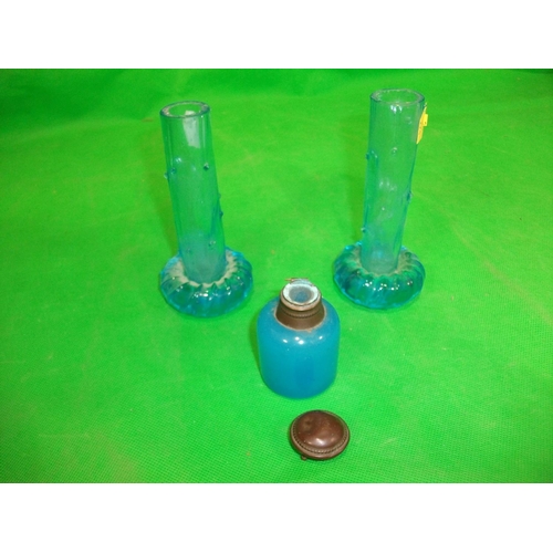 319 - 9 X PIECES OF VICTORIAN BLUE GLASSWARE