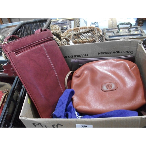 359 - BOX OF LADIES HANDBAGS