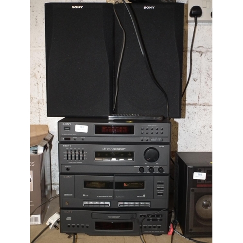 101 - SONY HIFI & 2 SPEAKERS - WARRANTED UNTIL NOON TUES FOLLOWING THE ABOVE SALE