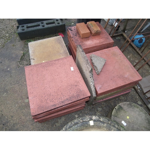13 - 30 X 18'' SQUARE SLABS - 21 RED/9 GREY & 1 A/F