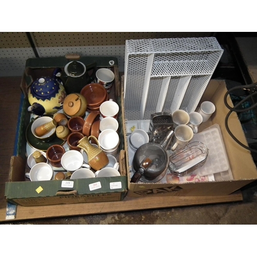 219 - BOX OF CROCKERY ETC.