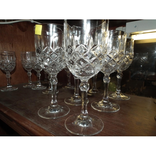 427 - SET OF 6 CUT GLASS WINE GLASSES