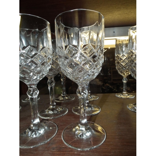 427 - SET OF 6 CUT GLASS WINE GLASSES