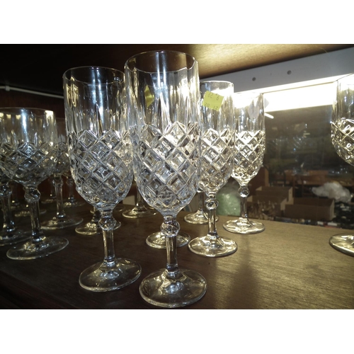 428 - SET OF 6 CUT GLASS WINE GLASSES