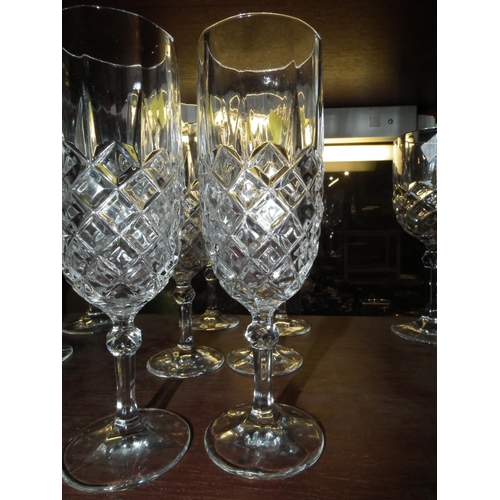 428 - SET OF 6 CUT GLASS WINE GLASSES