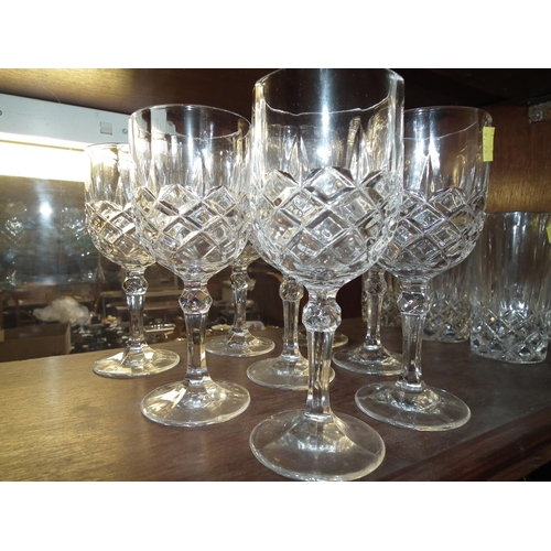 429 - SET OF 8 HEAVY CUT GLASS WINE GLASSES