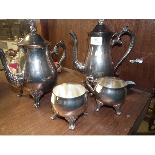 460 - SILVER PLATED TEA SET/ROSE BOWL