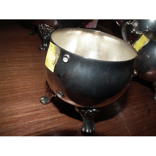 460 - SILVER PLATED TEA SET/ROSE BOWL