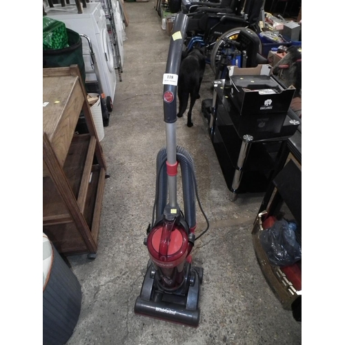 118 - HOOVER WHIRLWIND VACUUM - WARRANTED UNTIL 12 NOON ON TUESDAY FOLLOWING THE ABOVE SALE