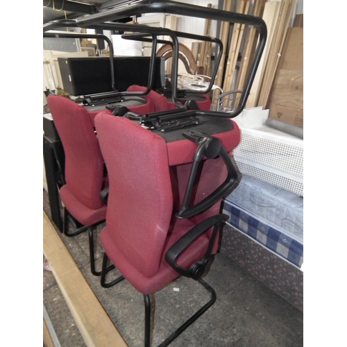 145 - 6 RED BOARDROOM CHAIRS