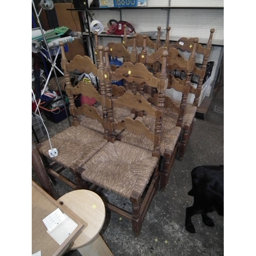 20 - 6 X RAFFIA SEAT LADDER BACK CHAIRS