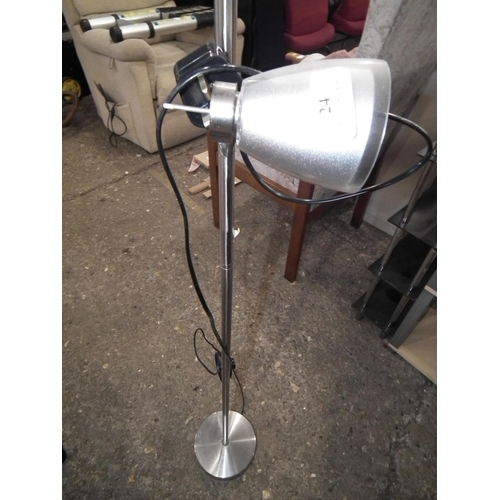 24 - LARGE MODERN STANDARD LAMP (SILVER) - WARRANTED UNTIL NOON TUES FOLLOWING THE ABOVE SALE