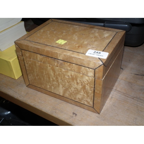 255 - DECORATIVE INLAID JEWELERY BOX (BIRCH?)