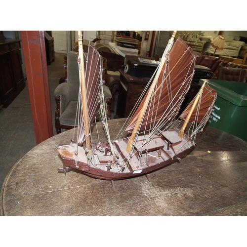 263 - WOODEN CHINESE SAIL BOAT