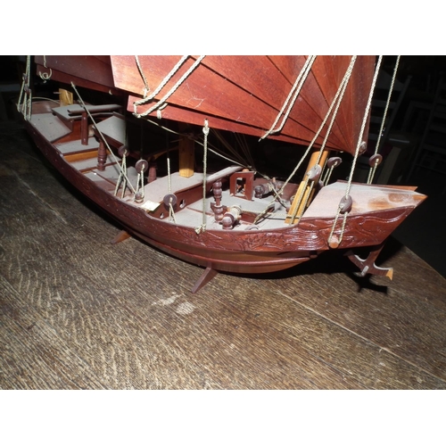 263 - WOODEN CHINESE SAIL BOAT