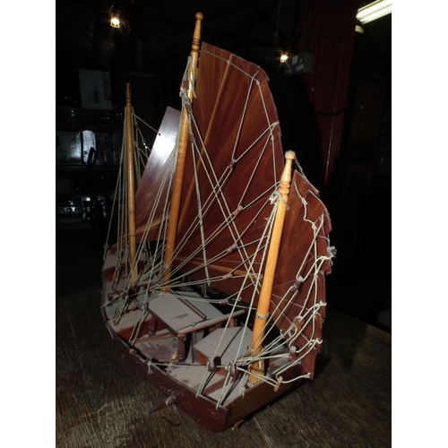 263 - WOODEN CHINESE SAIL BOAT