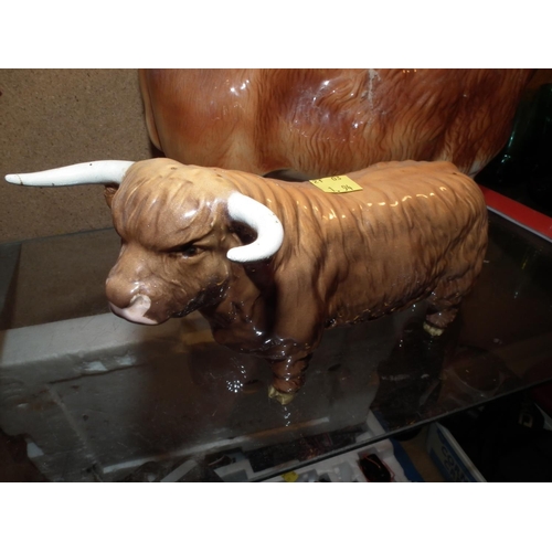 318 - BESWICK BULL A/F & LARGE ORNAMENT