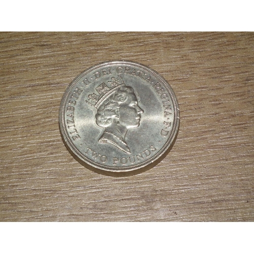 352 - 1989 £2 COIN & SILVER BELGIAN 5 FRANC 1987