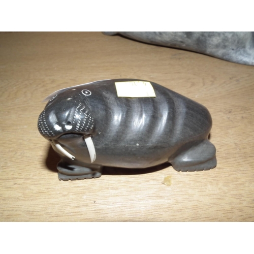 353 - SEAL & WALRUS INUIT SOAPSTONE CARVINGS