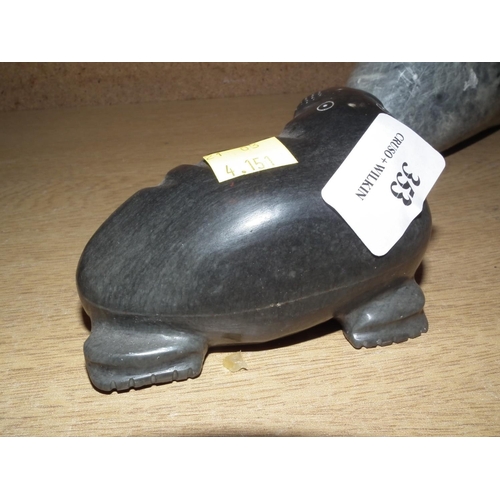 353 - SEAL & WALRUS INUIT SOAPSTONE CARVINGS