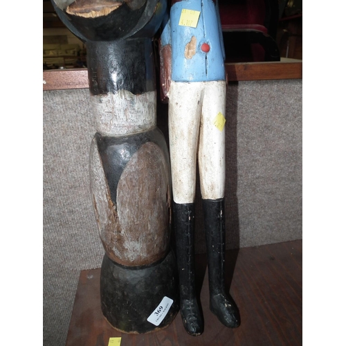 369 - AFRICAN CARVED TALL ORNAMENT & 1 OTHER