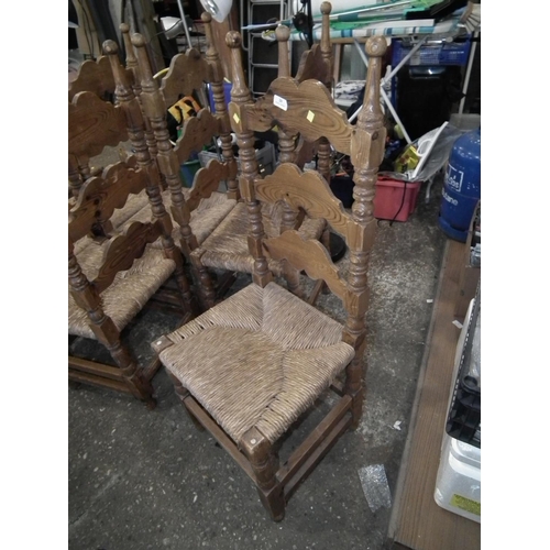 20 - 6 X RAFFIA SEAT LADDER BACK CHAIRS