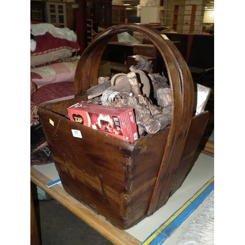 212 - WOODEN LOG BASKET & TIMBERS