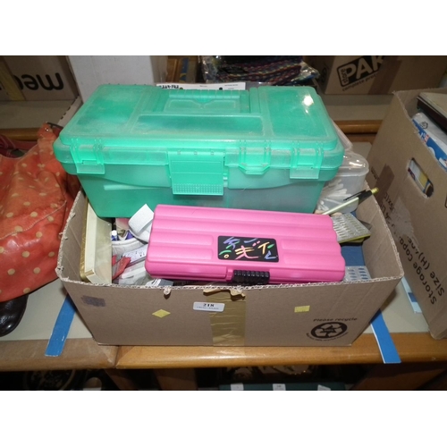 218 - BOX OF STATIONERY/ART/CRAFT