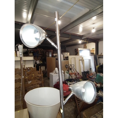 24 - LARGE MODERN STANDARD LAMP (SILVER) - WARRANTED UNTIL NOON TUES FOLLOWING THE ABOVE SALE