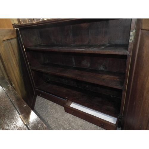 497 - OAK 2 DOOR WALL CUPBOARD