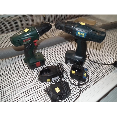 55 - 2 X CORDLESS DRILLS WITH CHARGERS (1 X BOSCH & 1 X POWER CRAFT) - WARRANTED UNTIL 12 NOON ON TUESDAY... 