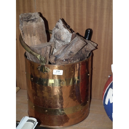 275 - BRASS & COPPER LOG BUCKET